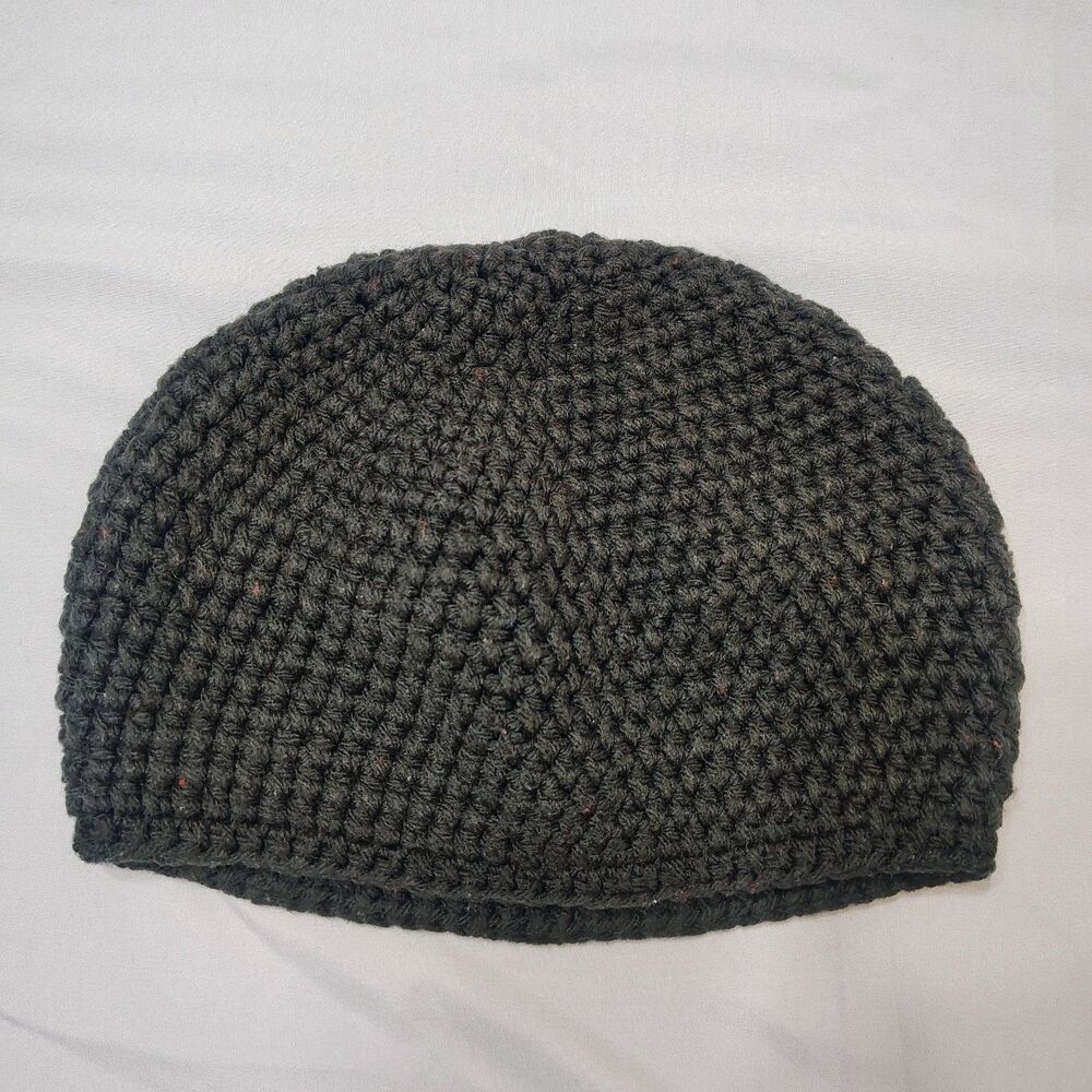Gray Knitted Kufi Short Skull Cap Handmade Crochet Knit Men/Women USA One Size